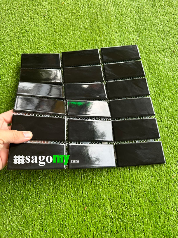 [DSC-2608-55616] Gạch Mosaic Hình Chữ Nhật Màu Đen Men Bóng