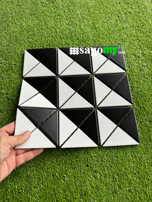 [DSC-2608-99615] Gạch Mosaic Hình Tam Giác Trắng Đen