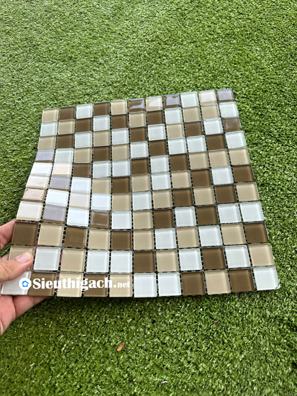 [DSC-2608-37874] Gạch Mosaic Thủy Tinh Màu Nâu Đậm - Nâu Nhạt