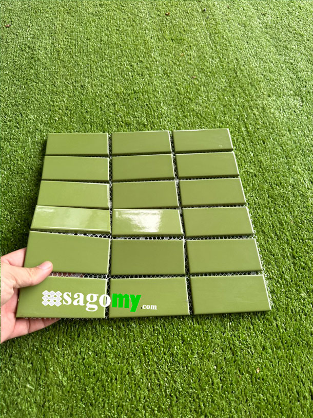 [DSC-2608-29187] Gạch Mosaic Chữ Nhật Màu Xanh Lá Cây Bóng