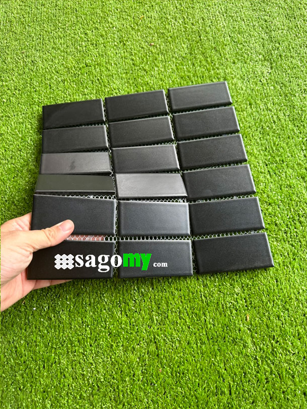 [DSC-2608-54767] Gạch Mosaic Hình Chữ Nhật Màu Đen Men Mờ