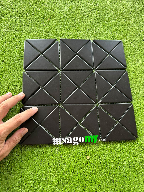 [DSC-2608-41757] Gạch Mosaic Hình Tam Giác Màu Đen Men Mờ