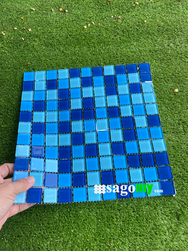 [DSC-2608-73858] Gạch Mosaic Thủy Tinh Xanh Biển Hỗn Hợp