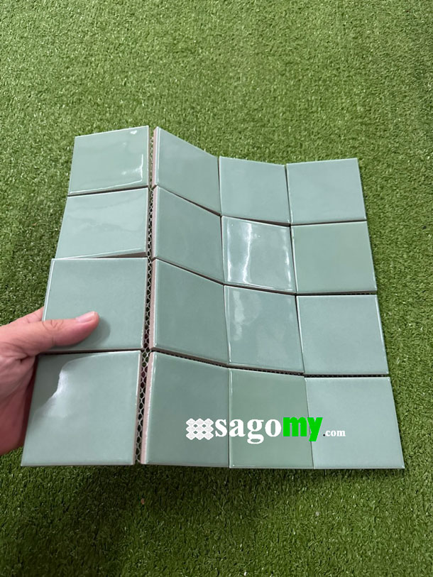 [DSC-2608-85760] Gạch Mosaic Vuông Màu Xanh Mint Bóng