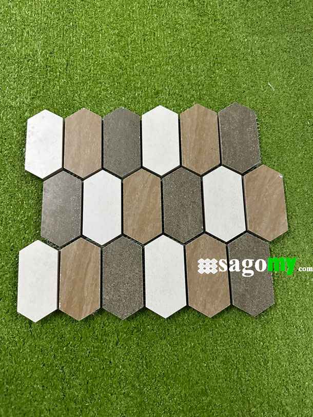 [DSC-2608-17098] Gạch Mosaic Mũi Tên Hỗn Hợp Xám Trắng Vàng