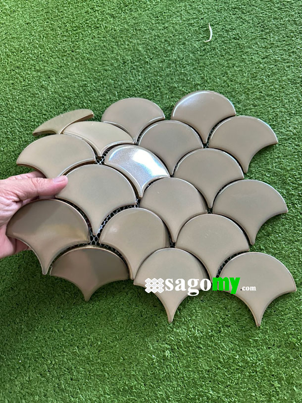[DSC-2608-82805] Gạch Mosaic Vảy Cá Màu Vàng Nâu Bóng