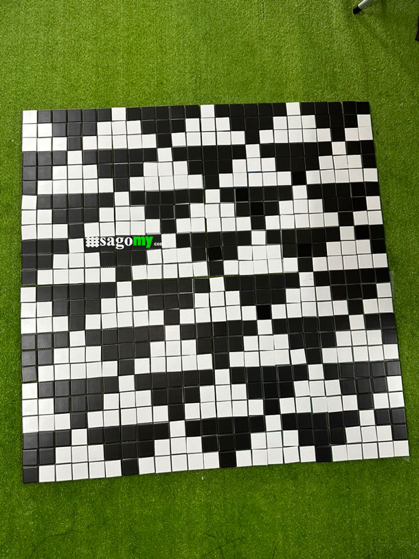 [DSC-2608-93187] Gạch Bông Mosaic Tam Giác Trắng Đen