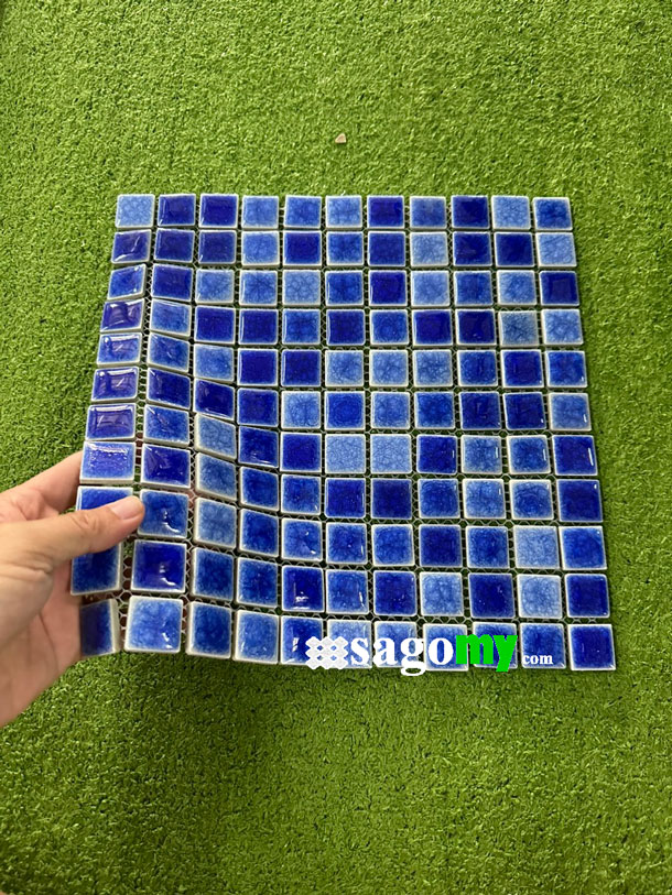 [DSC-2608-30887] Gạch Mosaic Vuông Nhỏ Men Rạn Xanh Dương Xanh Biển