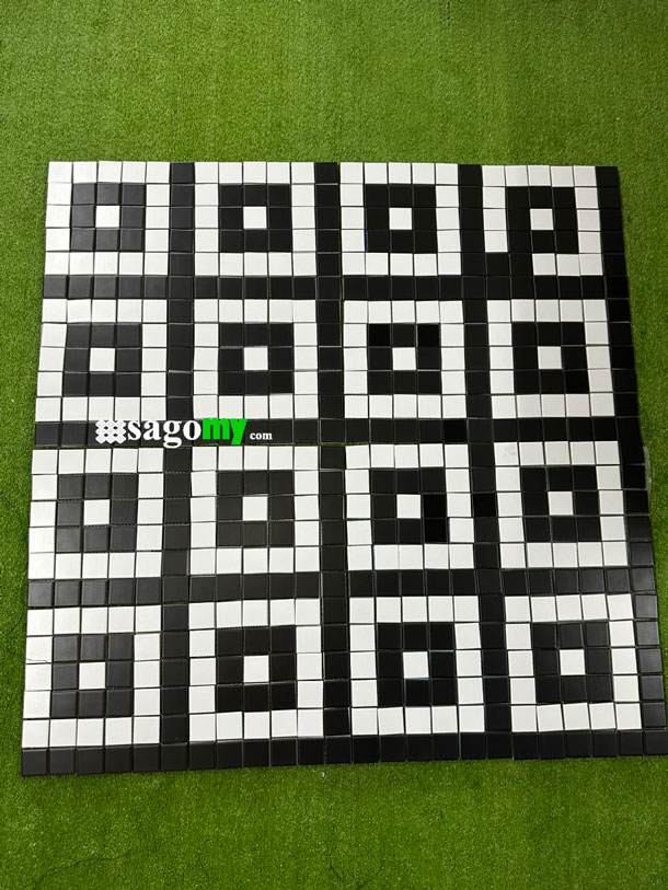 [DSC-2608-60859] Gạch Mosaic Bông Ô Vuông Đen Trắng