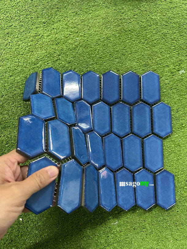 [DSC-2608-48247] Gạch Mosaic Mũi Tên Nhỏ Màu Xanh Dương Men Bóng