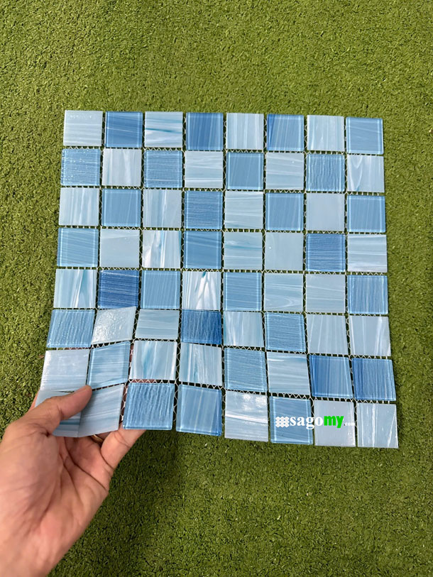[DSC-2608-23464] Gạch Mosaic Thủy Tinh Màu Xanh Biển Đậm Nhạt Mờ