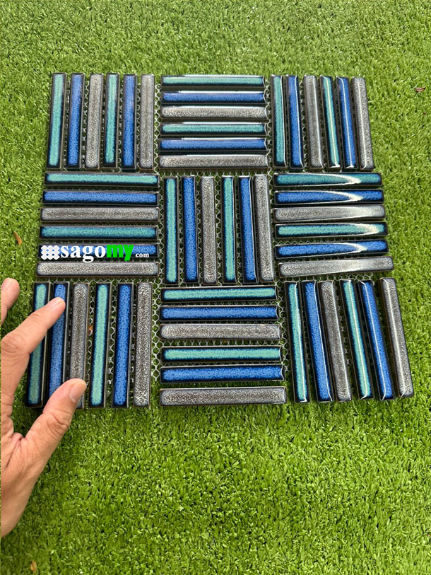 [DSC-2608-49475] Gạch Đan Tre Hỗn Hợp 3 Màu Xám Xanh Ngọc Xanh Dương