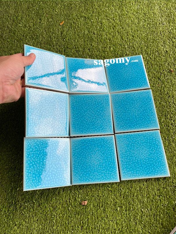 [DSC-2608-13734] Gạch 10x10 Cm Màu Xanh Biển Men Rạn