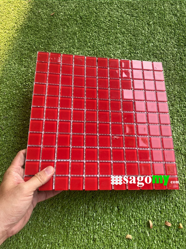 [DSC-2608-27341] Gạch Mosaic Thủy Tinh Vuông Nhỏ Màu Đỏ