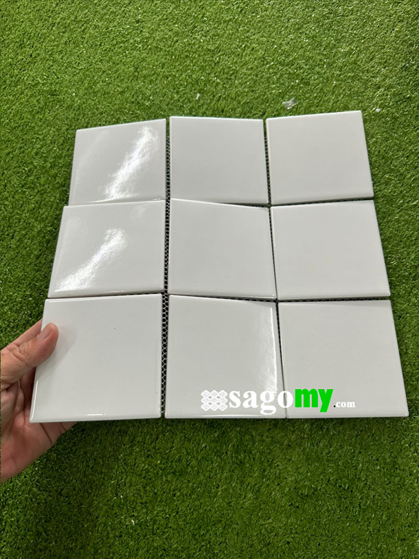 [DSC-2608-29222] Gạch Mosaic Vuông Màu Trắng Bóng