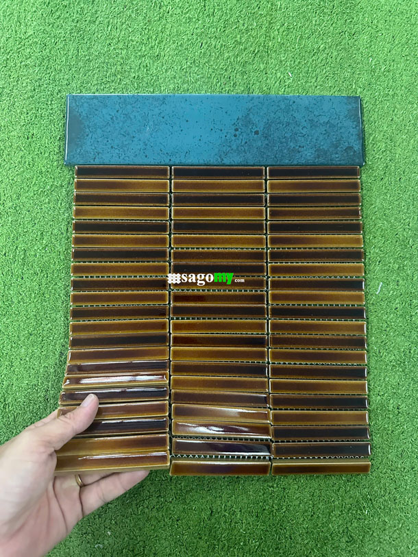 [DSC-2608-43540] Gạch Mosaic Que Đũa Màu Nâu Cà Phê Hỗn Hợp Men Bóng