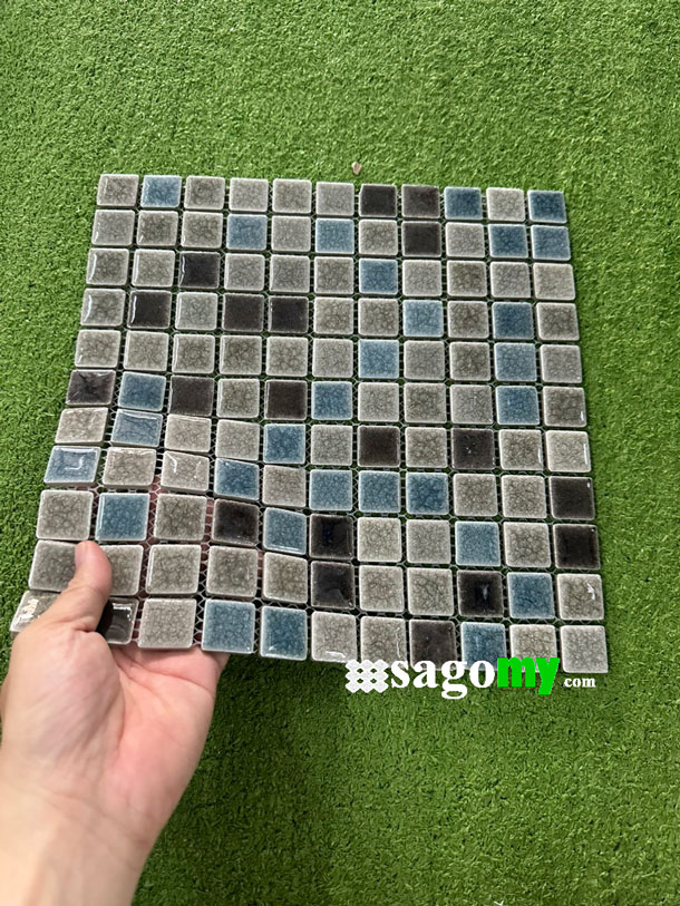 [DSC-2608-55132] Gạch Mosaic Vuông Nhỏ Hỗn Hợp Màu Nâu Xanh Ngọc Men Rạn