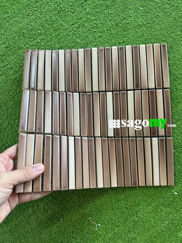 [DSC-2608-97371] Gạch Mosaic Que Đũa Màu Vàng Nâu Cổ Điển