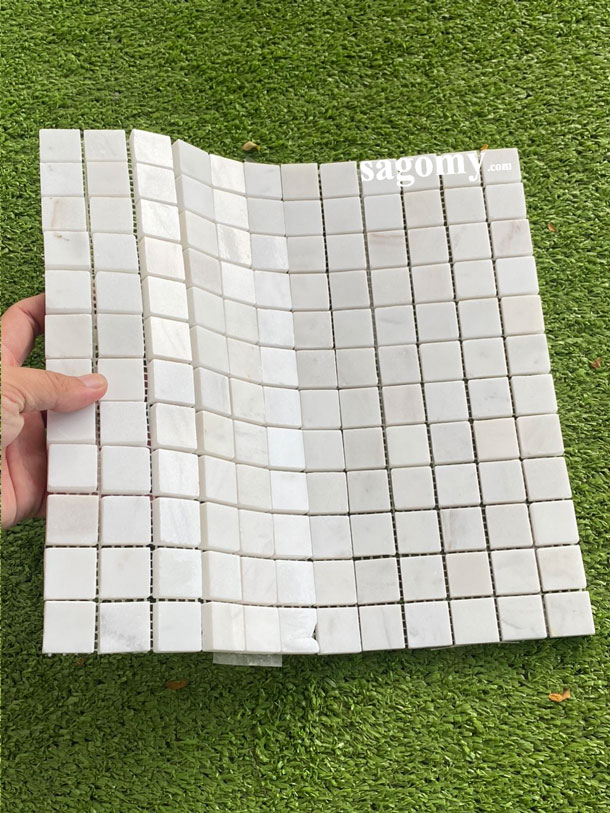 [DSC-2608-98713] Mosaic Đá Tự Nhiên Màu Trắng Xám Bóng