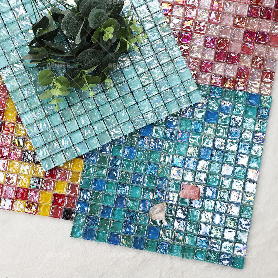 [DSC-2607-74859] Gạch mosaic kính GENTLE TY2602C xanh lam xanh lục ánh xà cừ 20x20 mm