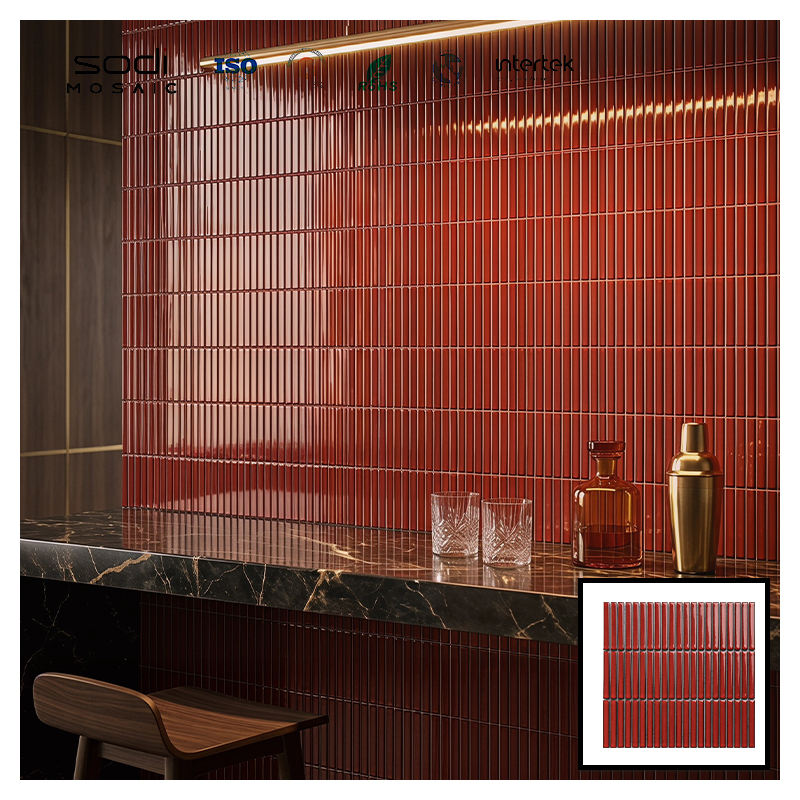 [DSC-2607-70684] Gạch Mosaic Gốm Sứ Lát Tường SODIMOSAIC Dark Red Series - Chuyên Dụng Cho Khách Sạn & Villa