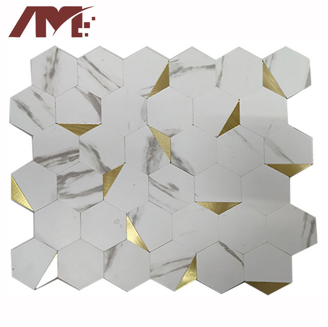 [DSC-2607-60427] Gạch Mosaic Lục Giác Trắng Vàng Matt Chống Trượt Ceramic Stone