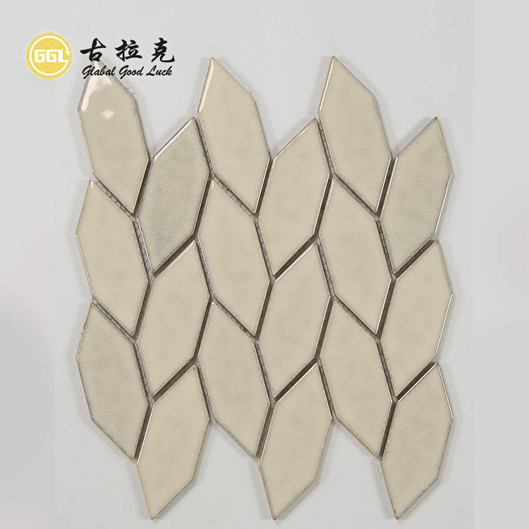 [DSC-2607-90002] Gạch Mosaic Hình Kim Cương GGL GLC095 - Gốm Sứ Bóng Mờ Hiệu Ứng Nứt Đá Lạnh