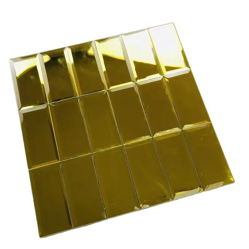 [107452945966] New Material Glass Wall Tile Mosaic for Interior Wall Living Room Villa Modern Water Resistant 4mm Thick Shining Gold