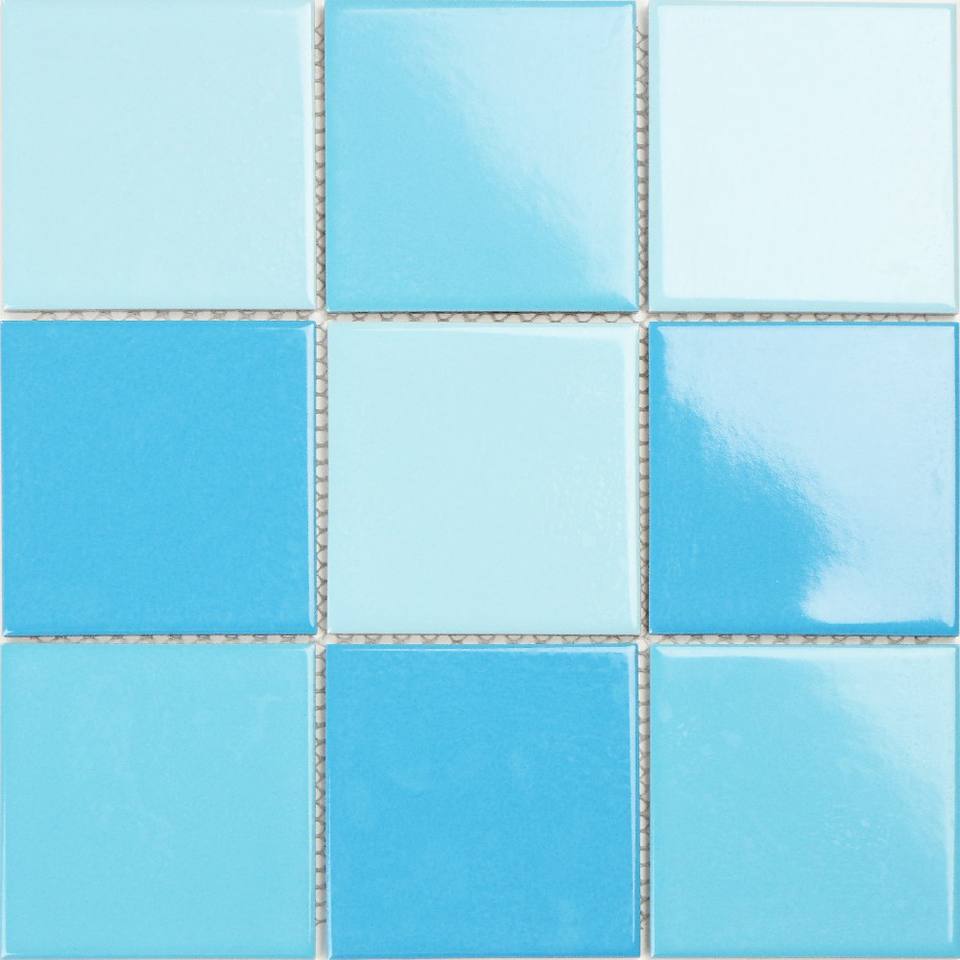 [DSC-2607-91847] Gạch mosaic kính màu xanh hình chữ nhật lát sàn hồ bơi, giá xuất xưởng