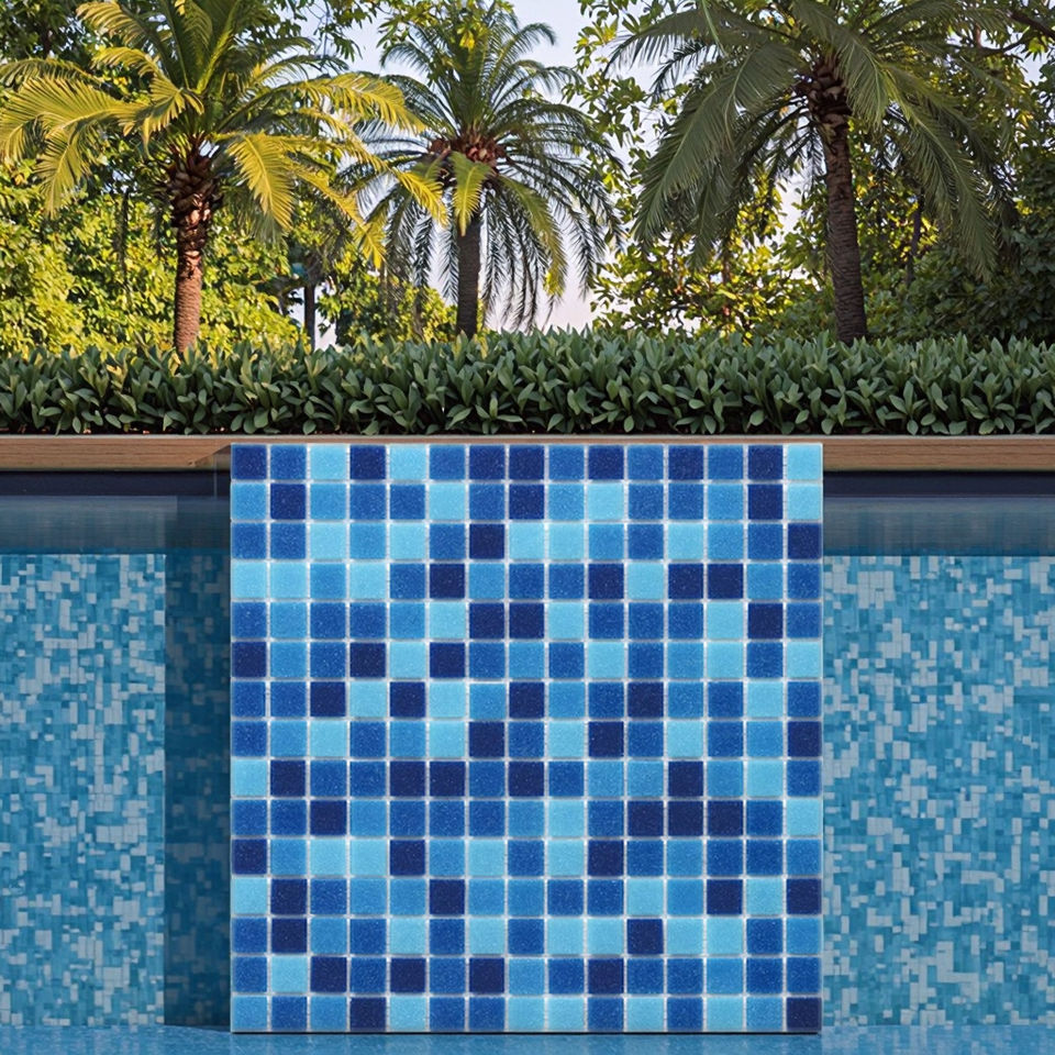 [DSC-2607-89229] Gạch mosaic kính nóng chảy thiết kế hiện đại cho tường và sàn phòng tắm, hồ bơi, khách sạn