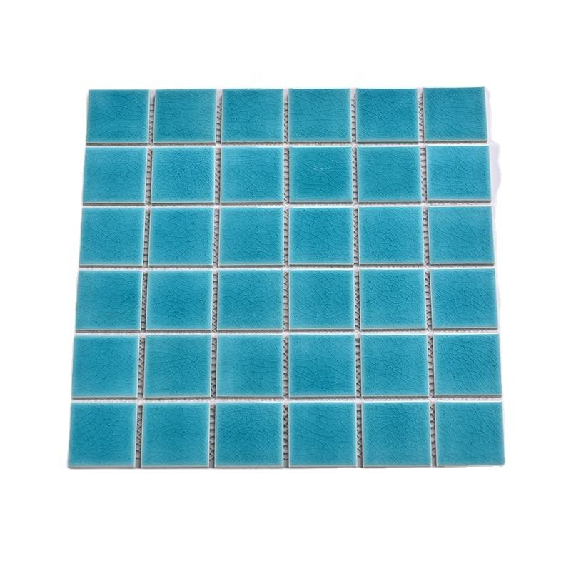 [DSC-2607-53568] Gạch mosaic ceramic men xanh ốp hồ bơi 300x300mm bán buôn tại nhà máy