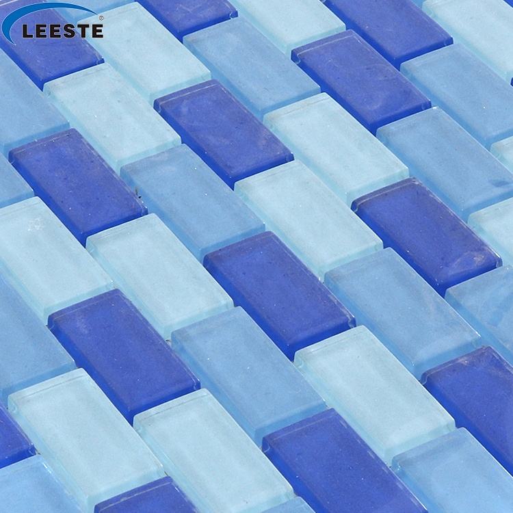 [DSC-2607-71104] Gạch mosaic kính hồ bơi xanh trang trí LEESTE 10 mm