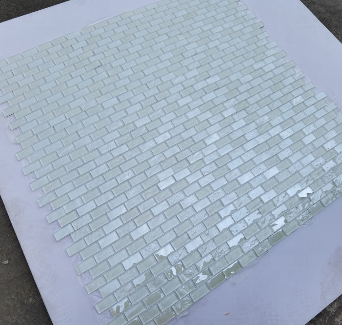 [DSC-2607-89988] Gạch mosaic kính pha lê trắng Shunlei 300x300 mm ốp tường, lát sàn hồ bơi