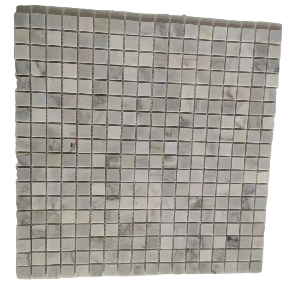 [DSC-2607-21419] Gạch mosaic đá cẩm thạch vuông Carrara White dày 4mm lát sàn bể bơi Trung Quốc