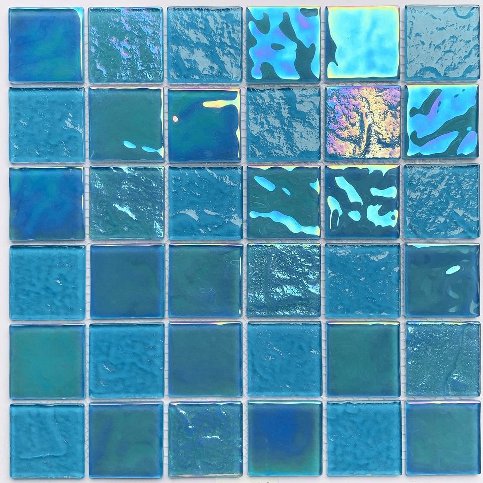 [DSC-2607-82631] Gạch mosaic kính vuông ánh xà cừ phối màu FF Series dày 4 mm