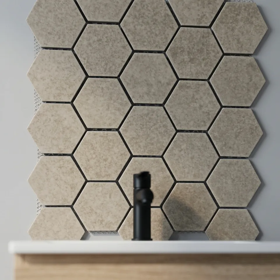 [DSC-2607-31242] Gạch Mosaic Porcelain Lục Giác 3D Vistaar - Ốp Tường Hiện Đại 300x300mm
