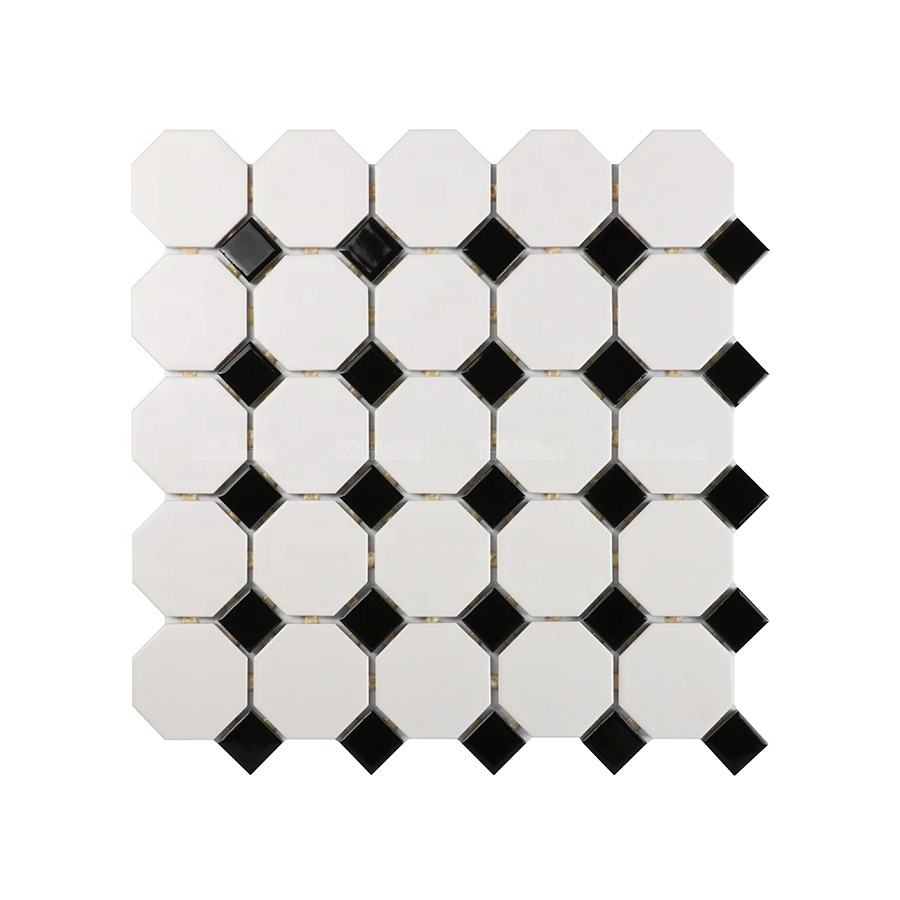 [DSC-2607-71210] Gạch Mosaic Bát Giác MM Mosaic CZH003Y - Đen Trắng Ceramic 295x295mm