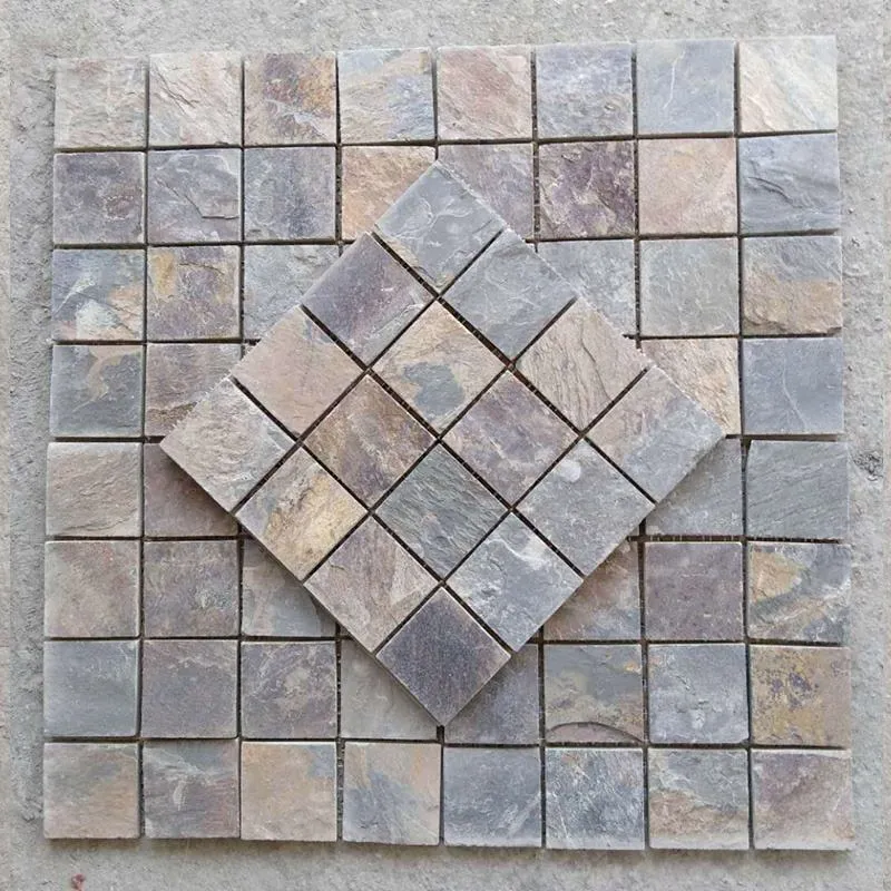 [107295196543] Natural Stone Wall Cladding 10mm Thick Modern Multi Color Square Parquet Stone Tile Mosaic 305x305mm for Walls 3-Year Warranty