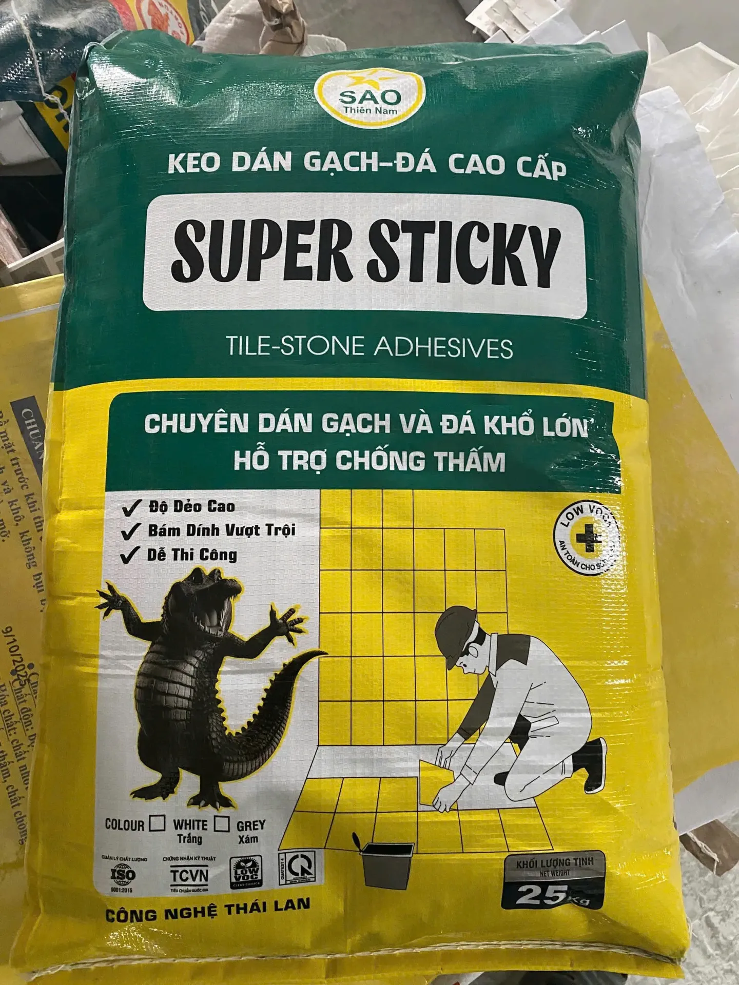 [DSC-SGP105] Keo dán gạch màu trắng Super Sticky 25kg/bao, mã SGP105