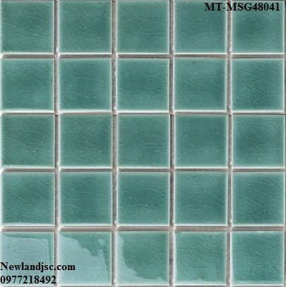 Gạch Mosaic gốm rạn đơn xanh ngọc 48x48mm mã IID55434