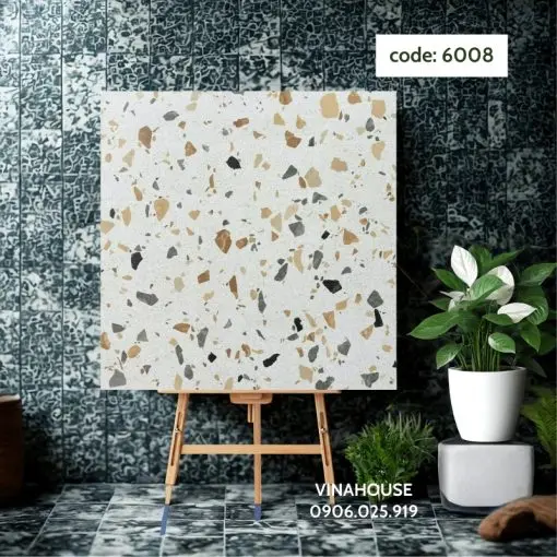 Gạch terrazzo TQ, KT 600x600 mm porcelain mặt mờ mã  6008