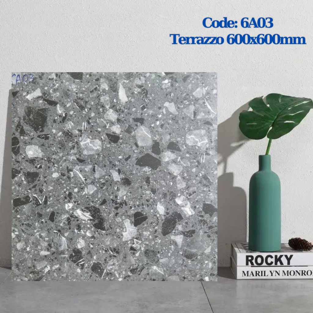 Gạch Terrazzo TQ, KT 600x600mm Xương Porcelain mờ phẳng mã 6A03