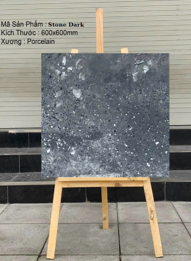 Gạch Terrazzo Ấn Độ, KT 600x600 mm xương đá mặt mờ mã Stone Dark