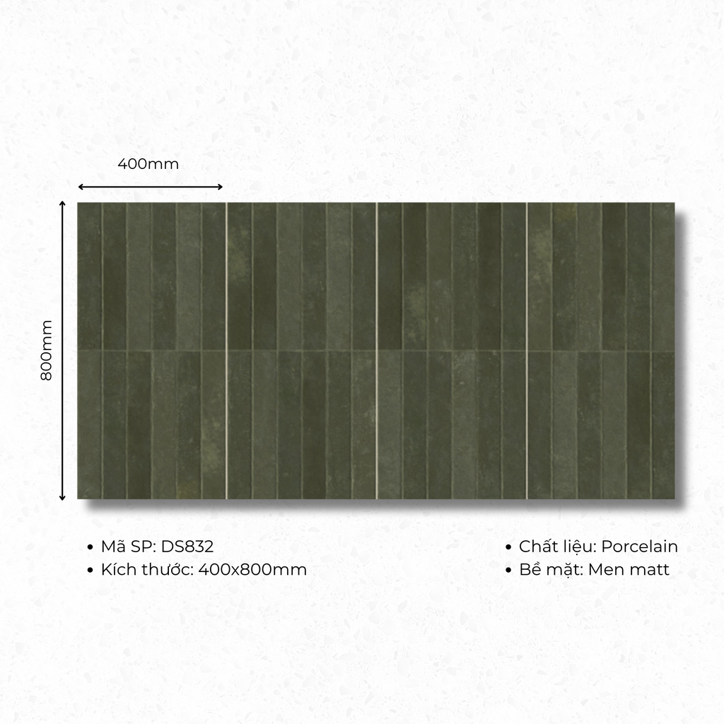 Gạch ốp lát TQ, KT 400x800 mm giả thẻ bề mặt mờ mã M832 