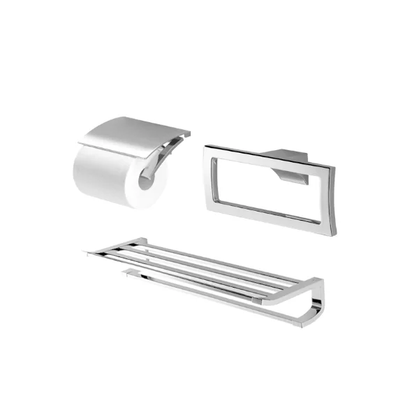 Bộ 3 sản phẩm G: lô đựng giấy vệ sinh, vòng treo khăn & Thanh vắt khăn 2 tầng YS903N3V