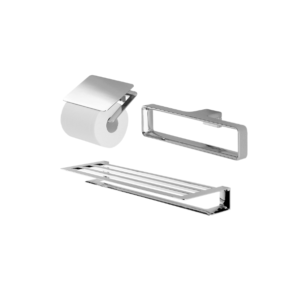 Bộ 3 sản phẩm G: lô đựng giấy vệ sinh, vòng treo khăn & thanh vắt khăn 2 tầng YS902N3V