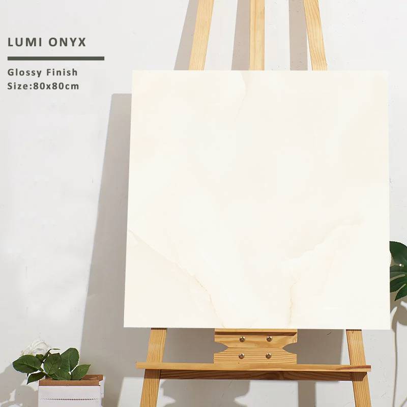 Gạch khổ lớn nhập khẩu Ấn Độ, KT 800x800mm Xương porcelain mặt bóng mã Lumi Onyx