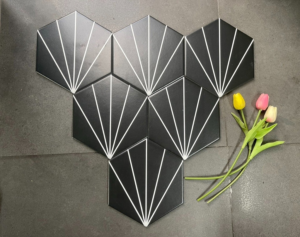 Gạch lục giác đen 5 tia 200x230x115mm FL28