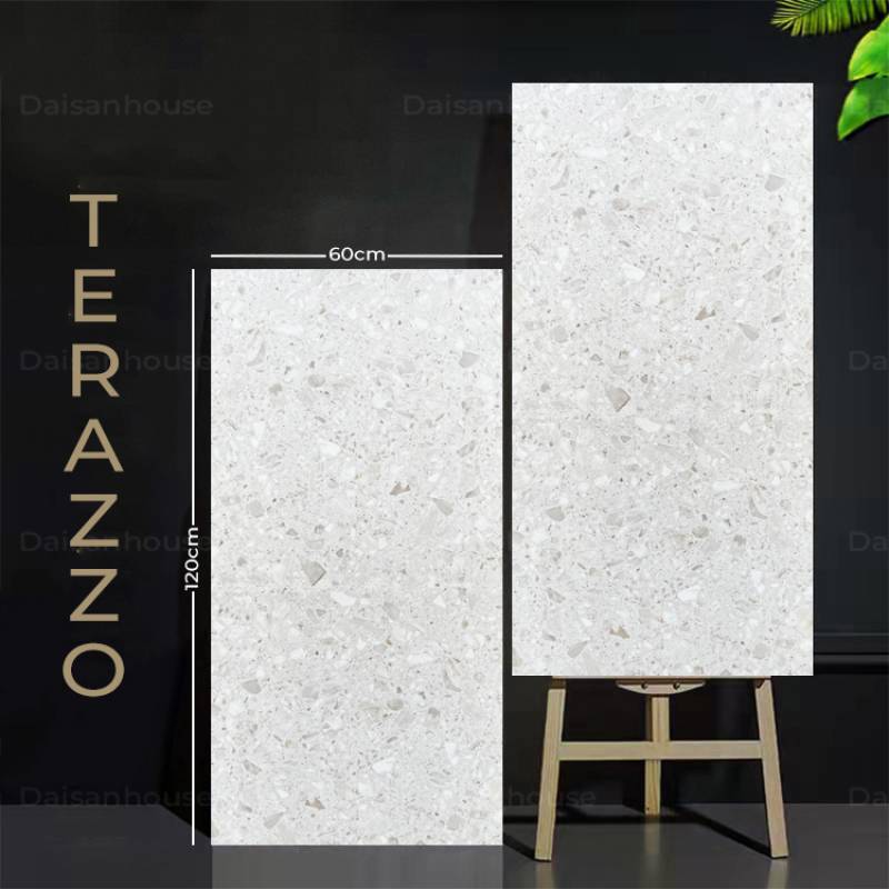 GạchTerrazzo TQ, KT 600x1200mm Xương Porcelain mờ phẳng mã 126007 
