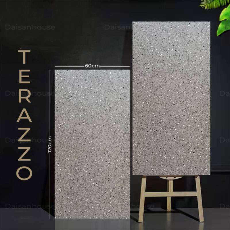 Gạch Terrazzo TQ, KT 600x1200mm Xương Porcelain mờ phẳng mã 12655 